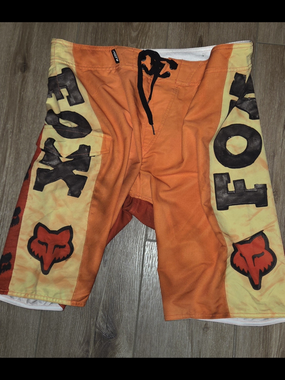 Fox Vintage Old School Orange and Yellow Boardshorts Mens 34 /XL